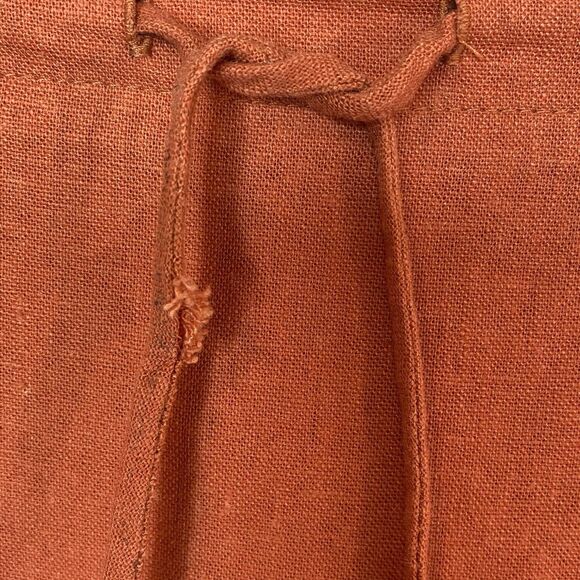 Minimalist Boho Linen Rayon Blend Maxi Skirt Women Sz 12 Orange Tiered Pull On - Picture 8 of 14